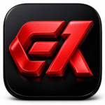 3D EK7 Game logo with red metallic EK letters on a black square background.