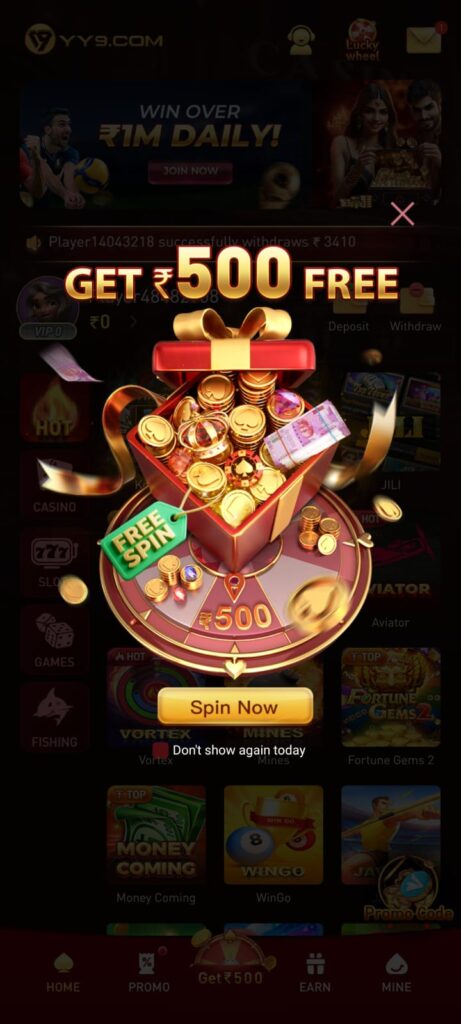 YY9 Game online slots and card games interface